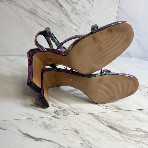 LIKE NEW Mix No. 6 Aliciana Iridescent Purple Snake Heeled Sandal SZ 10 - Picture 10 of 11
